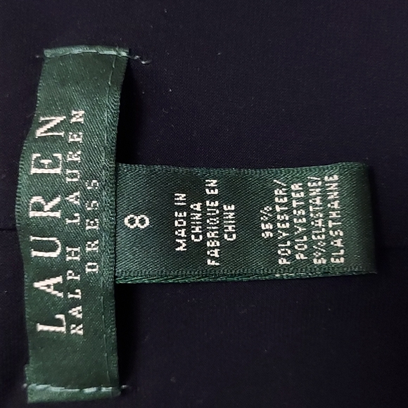 Lauren Ralph Lauren Dress Navy Blue and White Sleeveless Sheath - Picture 4 of 10